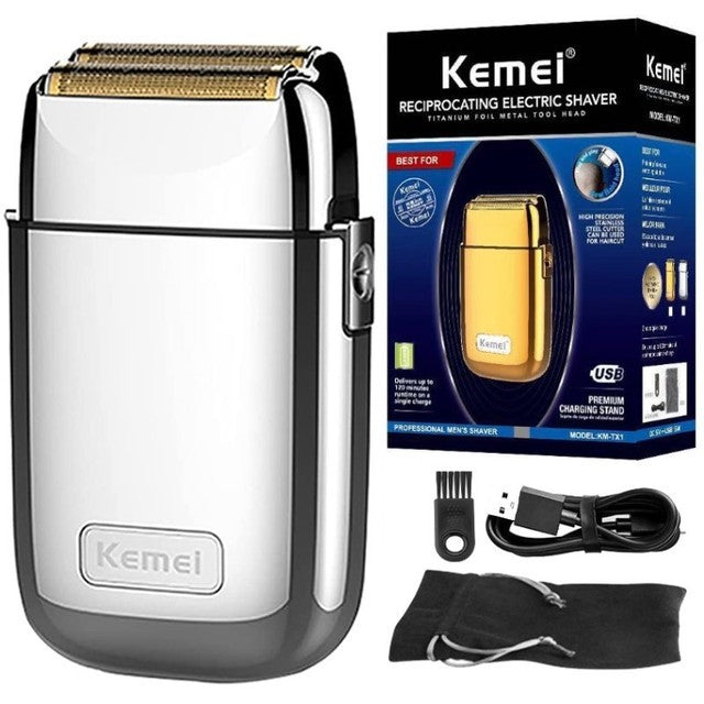 Kemei Tx1 Rechargeable Metal Housing Pro Electric Shaver For Men Hair Beard Electric Razor Bald Shaving Machine Finishing Fade