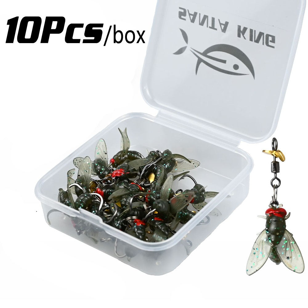 10/20 Peças Isca de Pesca com Mosca Biônica com Hélice Giratória, Lâmina Giratória, Lâmina de Metal Rotativa, Anzóis para Pesca
