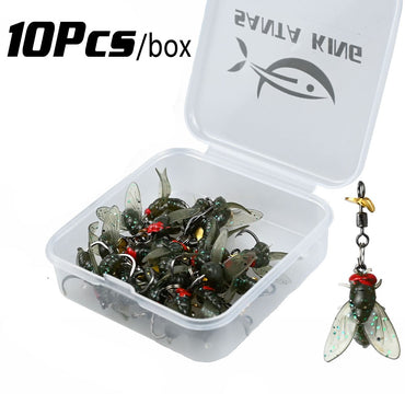 10/20 Peças Isca de Pesca com Mosca Biônica com Hélice Giratória, Lâmina Giratória, Lâmina de Metal Rotativa, Anzóis para Pesca