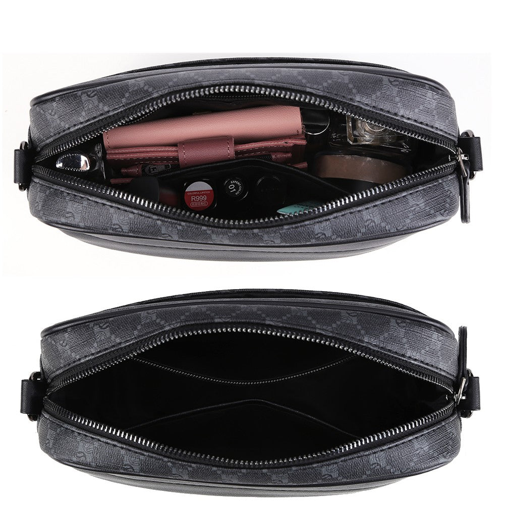 Luxury Business Shoulder Bag for Men Design Plaid PU Leather Messenger Bag Crossbody Bag Casual Zipper Small Square Sling Bag
