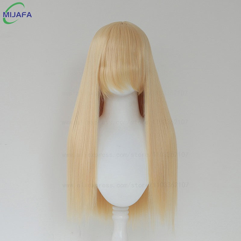 Peruca de Cosplay Longa e Lisa de Altíssima Qualidade, 400g, 48 Cores, 60cm, com Franja, Resistente ao Calor, Perucas Anime + Touca de Peruca