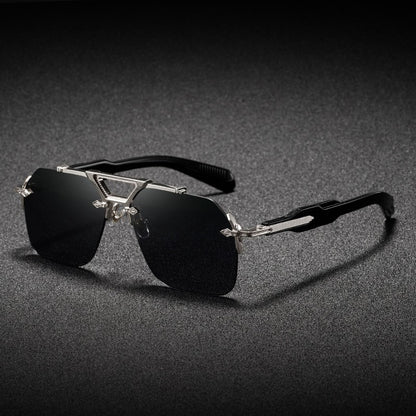Novos Óculos de Sol Masculinos Steampunk Design de Haste Dupla Óculos de Piloto Sem Aro Proteção UV Óculos de Proteção Retrô