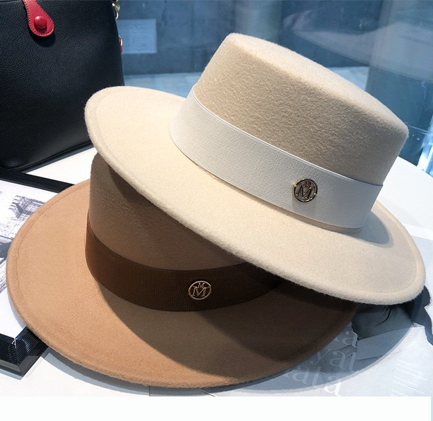 Fedora Hats for Women Flat Top Fashion Elegant Bowler Dress Caps Panama Church Wedding Ribbon Band Hat Men Felt Jazz Hat
