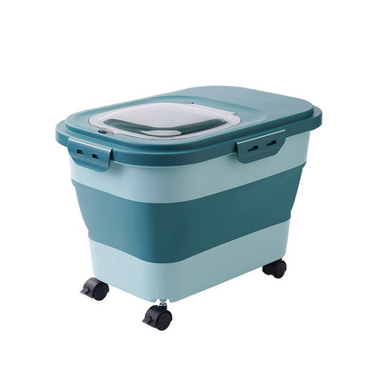 Recipiente Dobrável para Ração de Cães e Gatos de 6/15 Litros, Caixa para Ração Seca de Gatos com Tampas, Recipientes Herméticos para Armazenamento de Grãos e Arroz de Cozinha