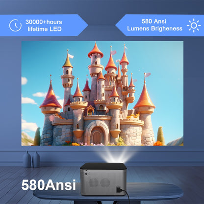 Projetor Smart 4K Magcubic Android 11 580 ANSI 1920*1080P Full HD Wifi6 BT5.0 Allwinner H713 com Controle de Voz para Home Theater