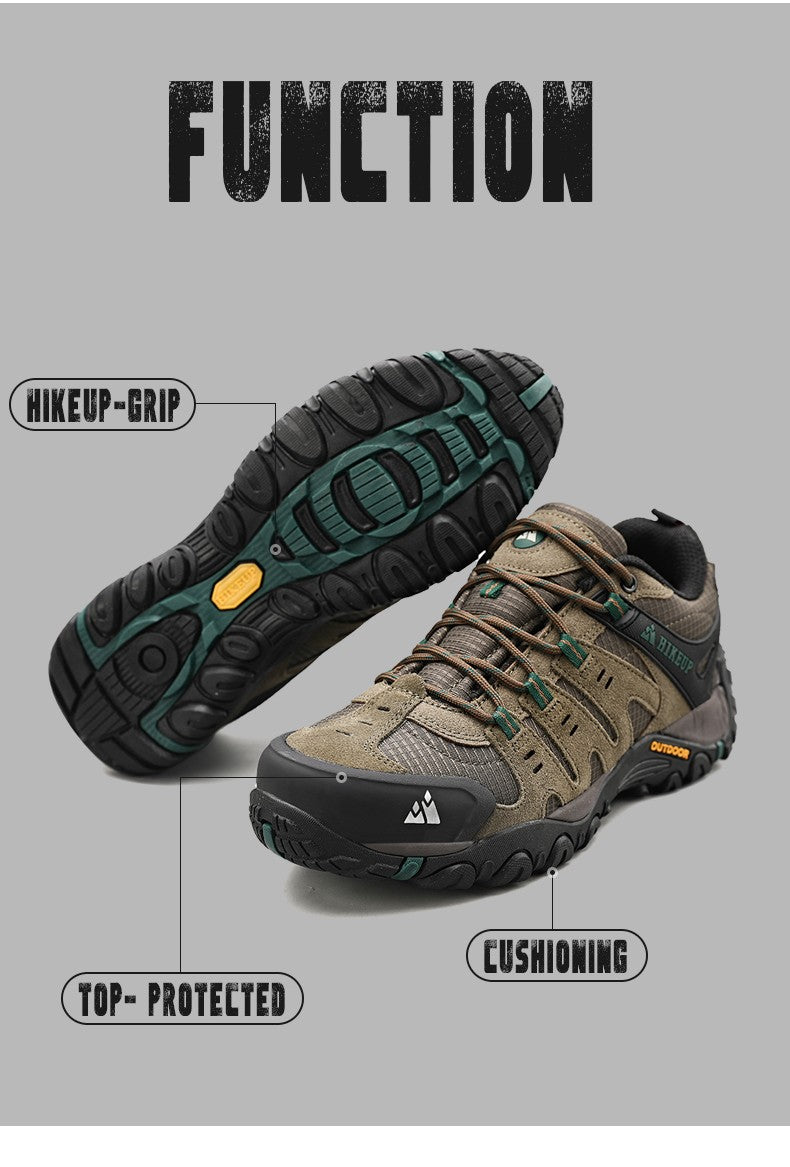 HIKEUP Tênis Masculino de Caminhada em Couro Camurça, Calçados Outdoor Resistentes ao Desgaste Masculinos para Trekking, Caminhada, Caça e Tênis Táticos