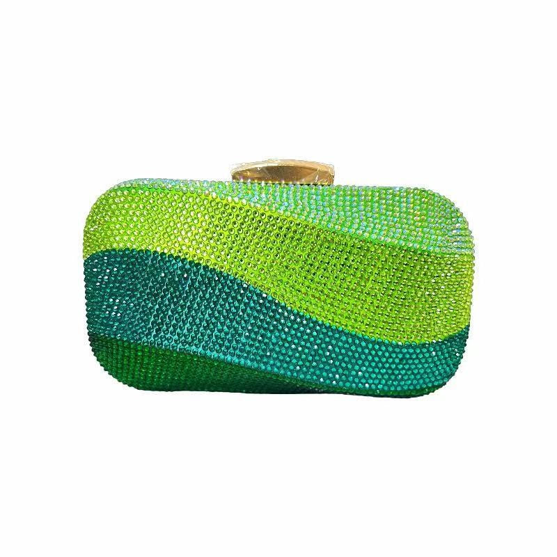 Colorful Rainbow Colors Diamond Evening Purse Wedding Party Crystal Clutch Wallet Bag Banquet Gala Dinner Female Handbag
