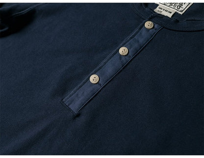 Bronson 350g Heavyweight L/S Henley Shirt Vintage Plain Base T-Shirt For Men