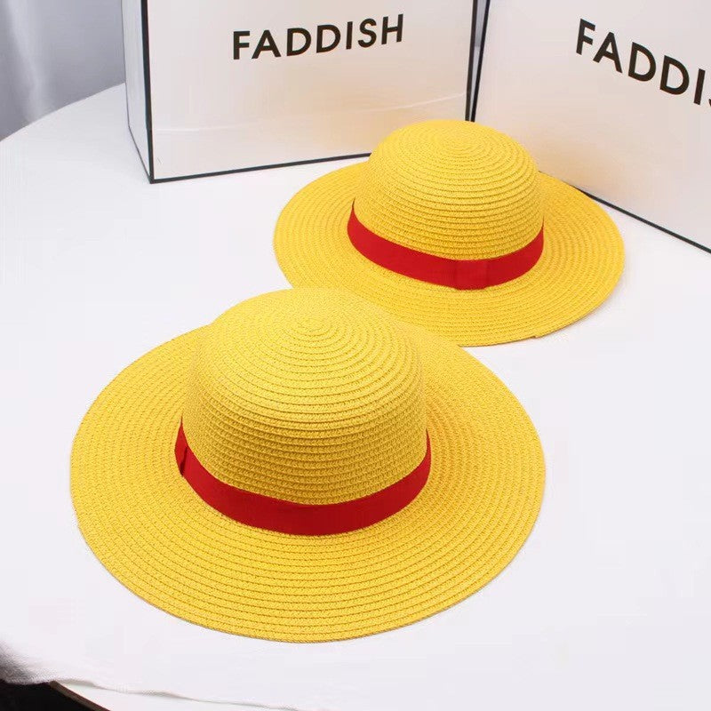Anime Luffy Straw Hat One Piece Cosplay Sun Protection Hat Parent-child Summer Sun Straw Beach Hat For Men Women