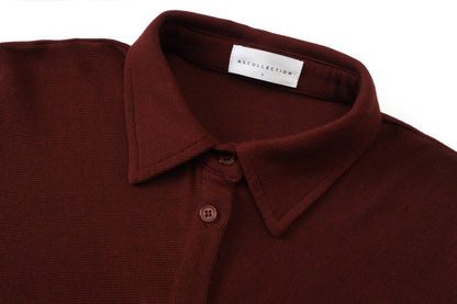 AS AW25 woman dress turn-down collar ribbing high elastic shirring maxi dress