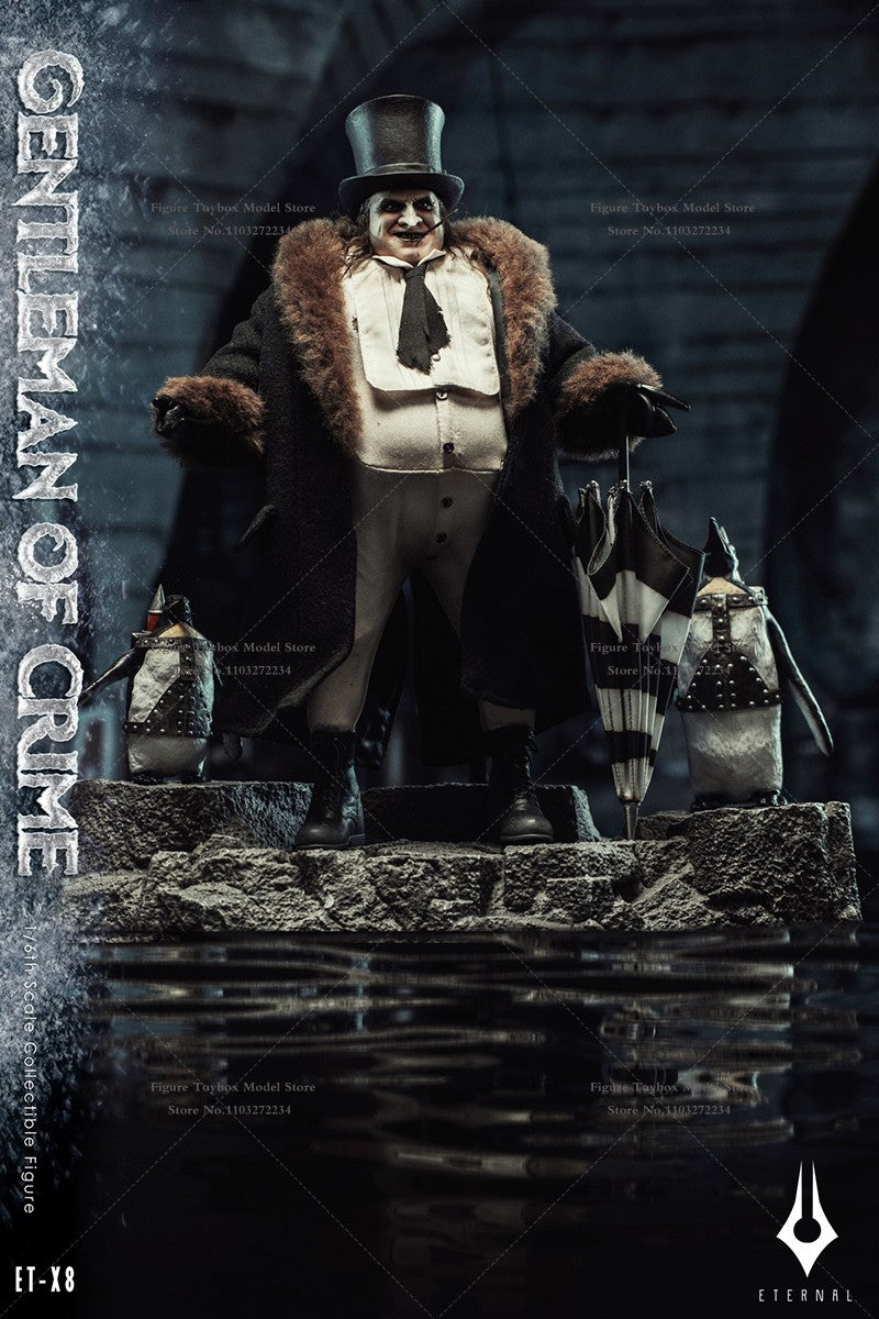 Boneco Articulado Colecionável Eternal Toy ETX8 1/6 Comics Villain Gentleman of Crime Pinguim Jazz Conjunto Completo 12'' com Traje e Guarda-Chuva