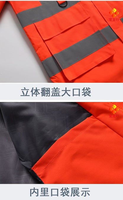 Jaqueta masculina de trabalho, roupa para construção civil, roupa de construção, roupa para trabalho ao ar livre, corta-vento, impermeável, faixa refletiva
