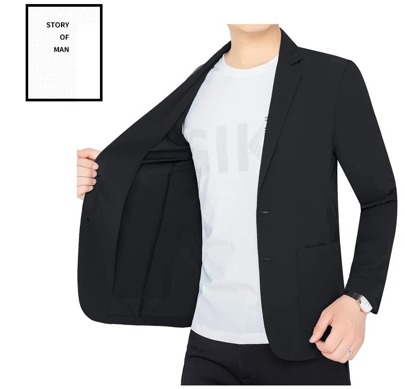 BROWON Brand Summer Men Blazers Gray Solid Color Thin Anti Wrinkle Quick Drying Soft Business Suit Blazer Jacket for Man