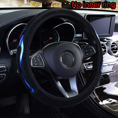 Shiny Skin PU Leather Dynamic Car Accessories without Inner Ring Steering Wheel Cover Suitable for 14.5-15inch