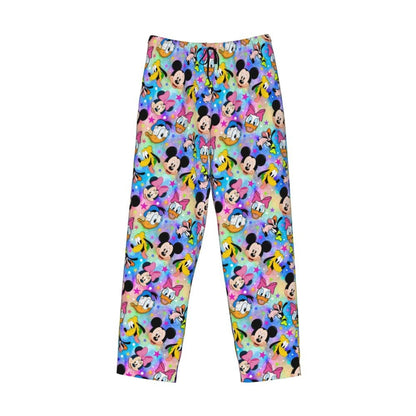 Custom Print Mickey Mouse Donald Duck Pajama Pants Men Sleep Sleepwear Bottoms with Pockets