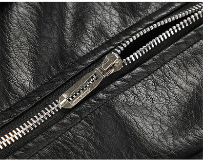 Vintage PU Jacket Men Motorcycle Biker PU Coat Fashion Casual Cargo Jackets Spring Autumn Outerwear