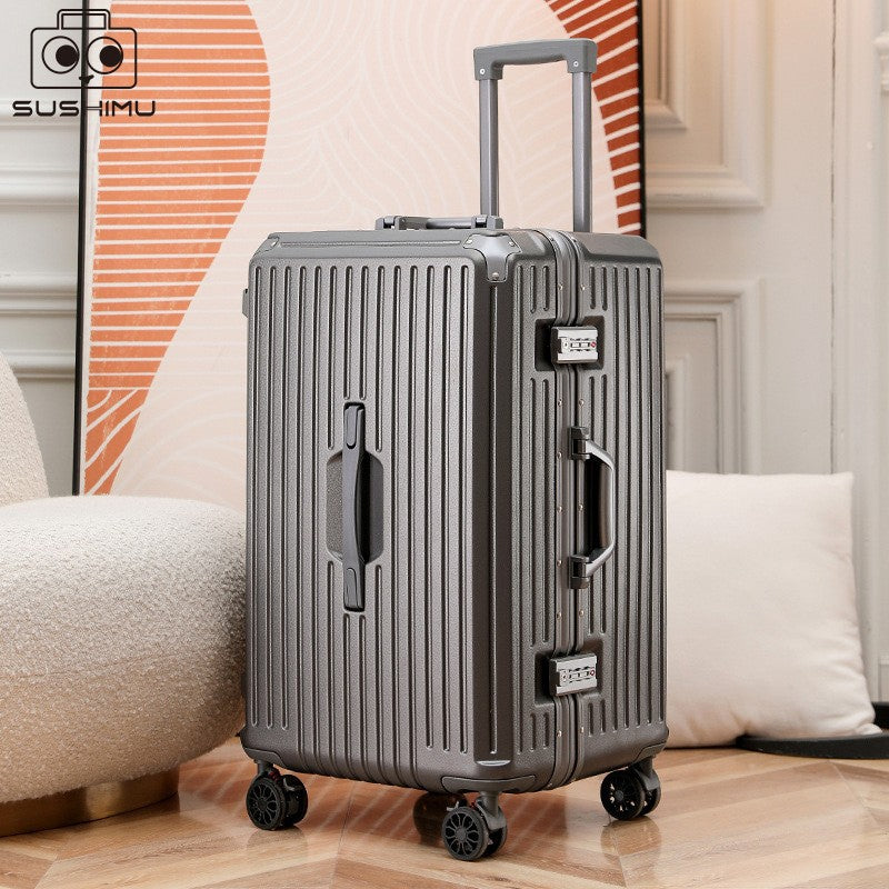 sushimu Mala de Viagem com Alça Larga Masculina 20 24 26 Bagagem de Mão Feminina PC Mala de Bordo com Estrutura de Alumínio