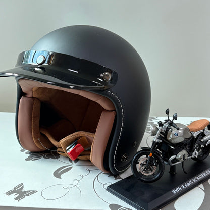 Retro Small Dock Helmet Electric Vehicle Cap Ladies Motorcycle Three-Quarter Helmet Vintage Headgear for Women
