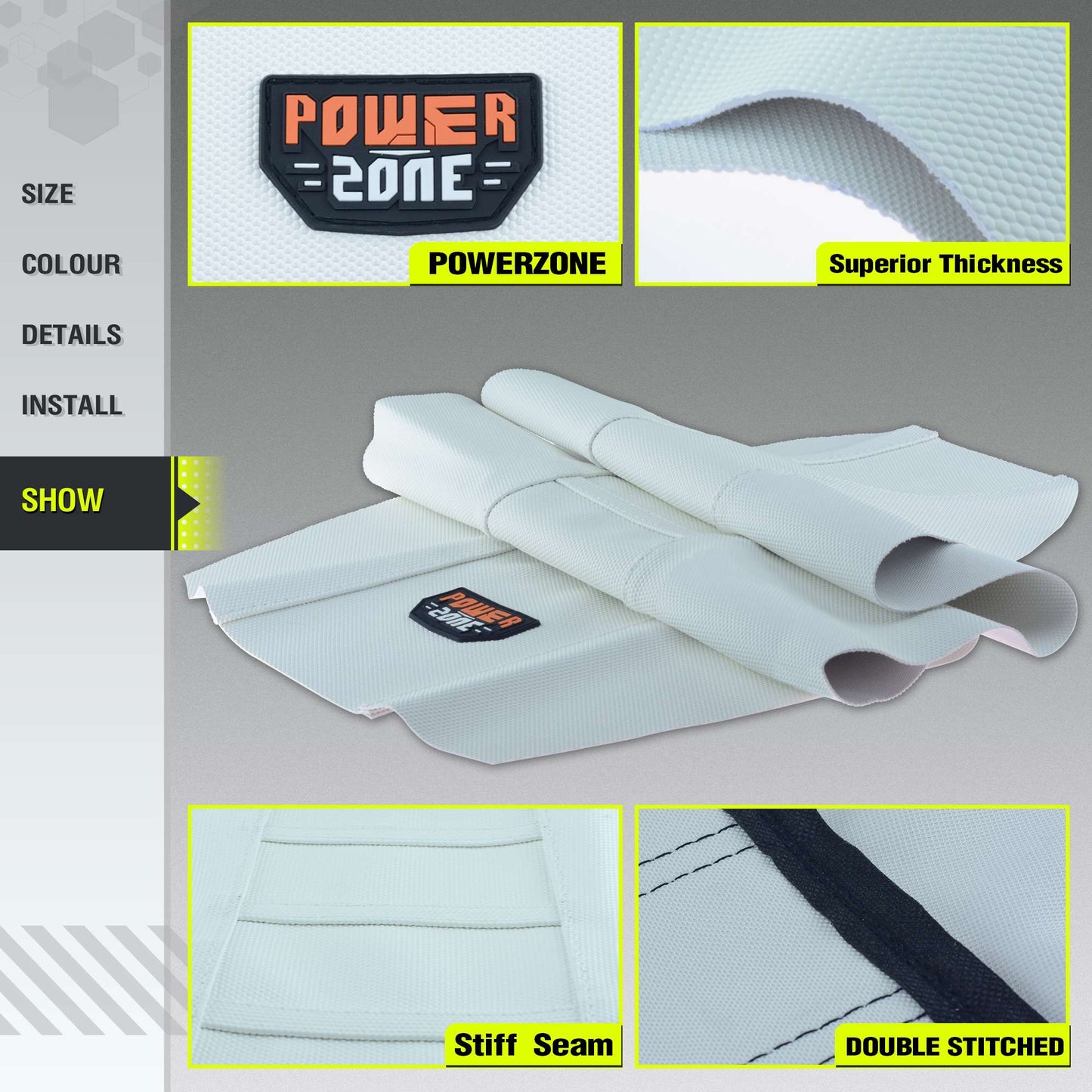Capa de Banco Branca Powerzone Macia Impermeável Antiderrapante Canelada para Motocicleta Capa de Banco para SXF EXC KXF CRF YZF WR TC TE