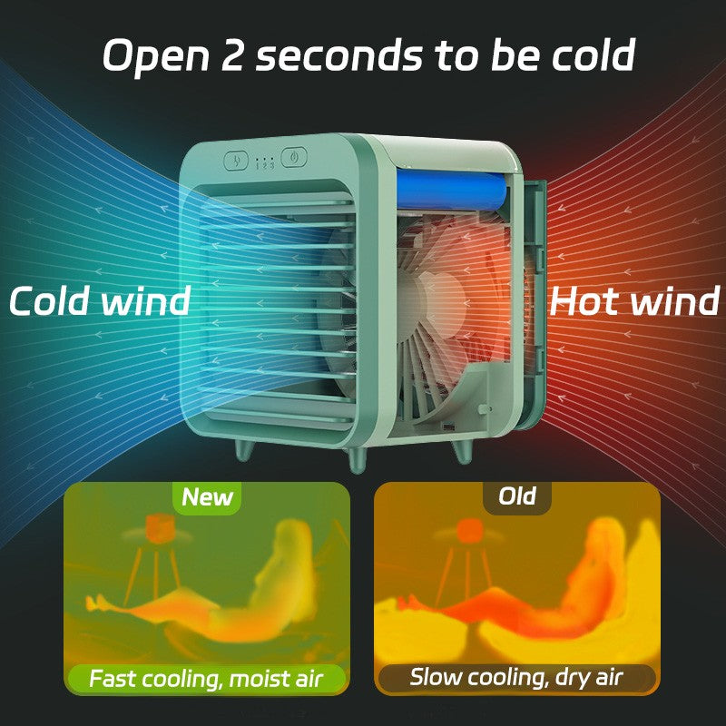 Portable USB Rechargeable Air Cooler - 3-in-1 Mini AC Fan with 7 Color LED, 4000mAh Battery for Home/Office/Camping