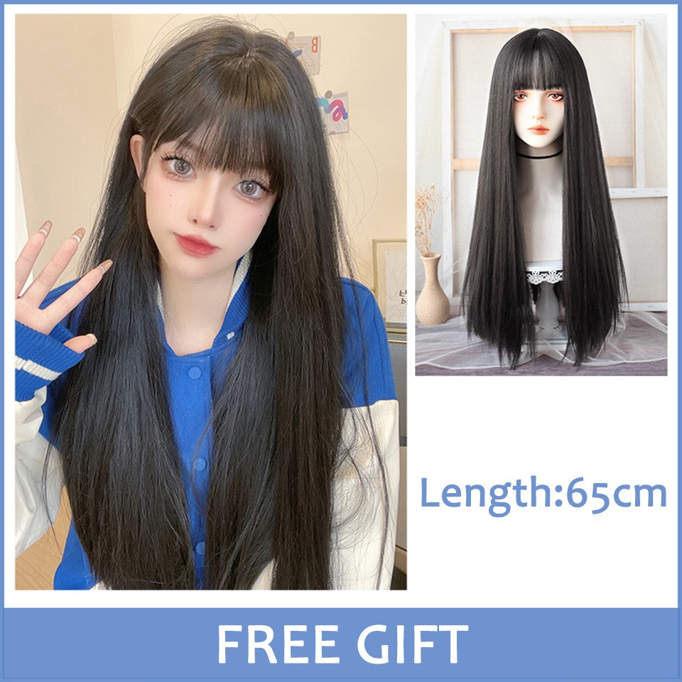 LM Medium Length Pink Cosplay Wig Heat Resistant Costume Party Synthetic Wigs 2 Clip On Ponytail 7 Colors