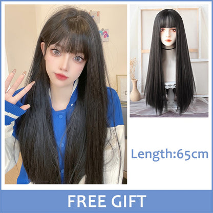 LM Medium Length Pink Cosplay Wig Heat Resistant Costume Party Synthetic Wigs 2 Clip On Ponytail 7 Colors