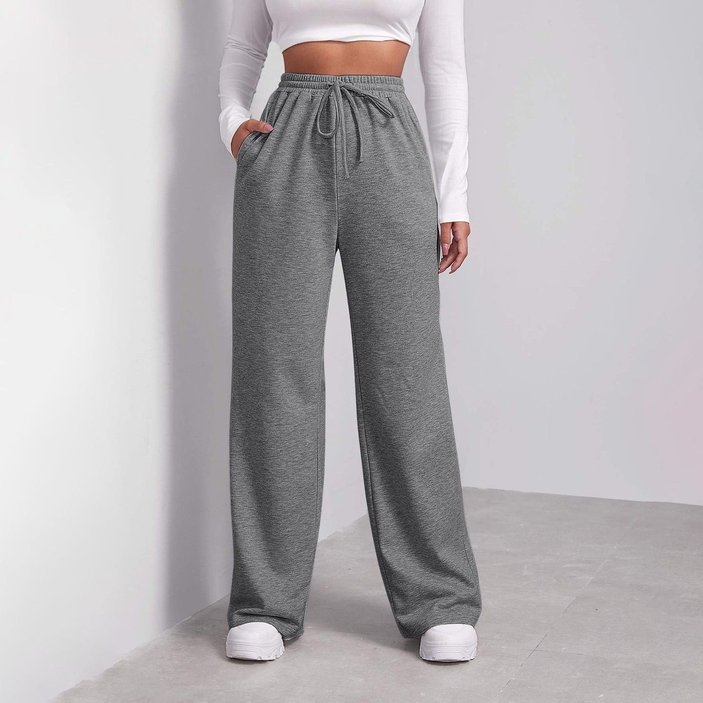 Women’s Fleece Lined Sweatpants Wide Straight Leg Pants Bottom Winter Warm Pants Daily Casual Jogger Sweatpants Sports Trousers