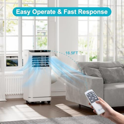 Aparelhos de Ar Condicionado Portáteis de 10.000 BTUs para Uso Doméstico e em Escritórios, Unidade Multifuncional 4 em 1 com Refrigeração, Aquecimento, Desumidificação e
