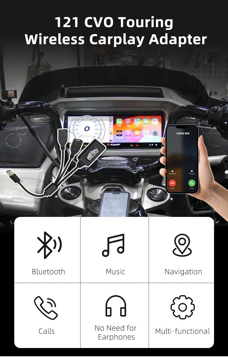 Adaptador sem fio Road Faith para Carplay de motocicleta Harley 2023-up 121CVO 2019-2022 117CVO Touring Street/Road Glide para iPhone