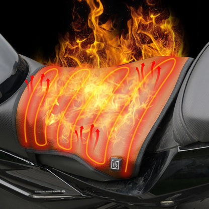 Almofada Aquecida para Moto de 3 Marchas, Almofada Antiderrapante para Assento de Motocicleta com Aquecimento, Tapete Aquecido para Assento de Moto com Controle Inteligente de Temperatura para Aquecimento de Inverno