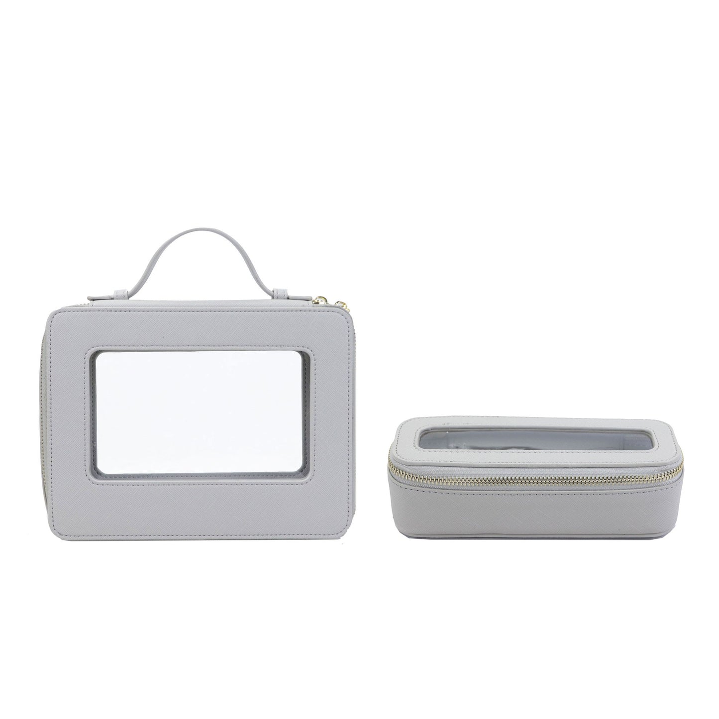 Free Custom Name Genuine Leather Travel Cosmetic Bag Set Colorful Classic Saffiano Portable Wash Bag for Women