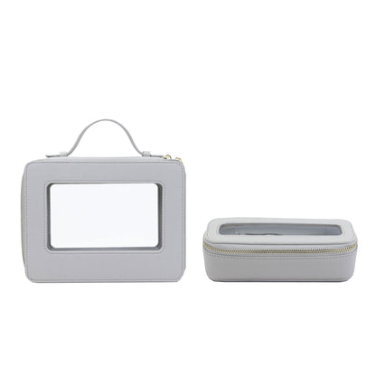 Free Custom Name Genuine Leather Travel Cosmetic Bag Set Colorful Classic Saffiano Portable Wash Bag for Women