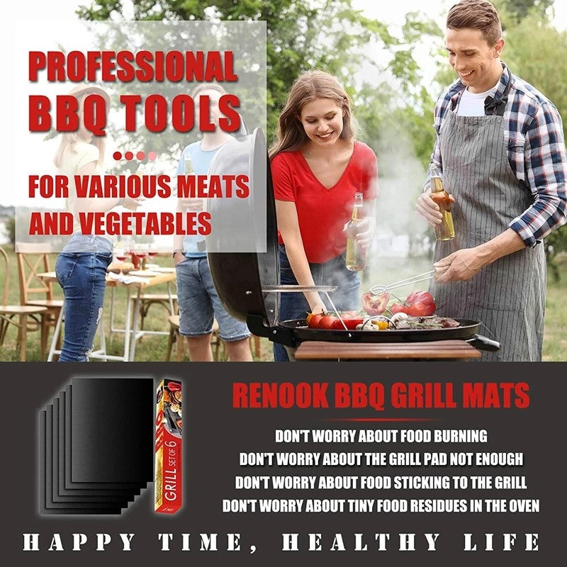 BBQ Grill Mat Non-Stick Grill Mat 40 X 33 Cm BBQ Grill Mat Baking Mat For Charcoal & Baking Reusable Grill Mat For Gas Grill