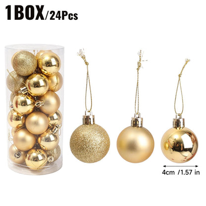 Mini Red Christmas Baubles Gloss Matte Glitter Hanging Balls Ornaments for Xmas Tree Home Winter New Year Holiday Party Decor