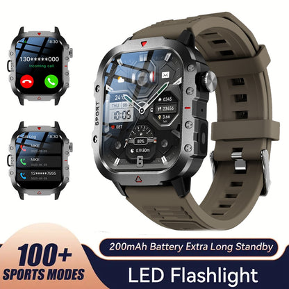 KESHUYOU Relógio Inteligente Esportivo ao Ar Livre Tela HD de 2.01 polegadas Lanterna LED Chamada Bluetooth Relógio Inteligente para Homens Mulheres Presentes de Feriado