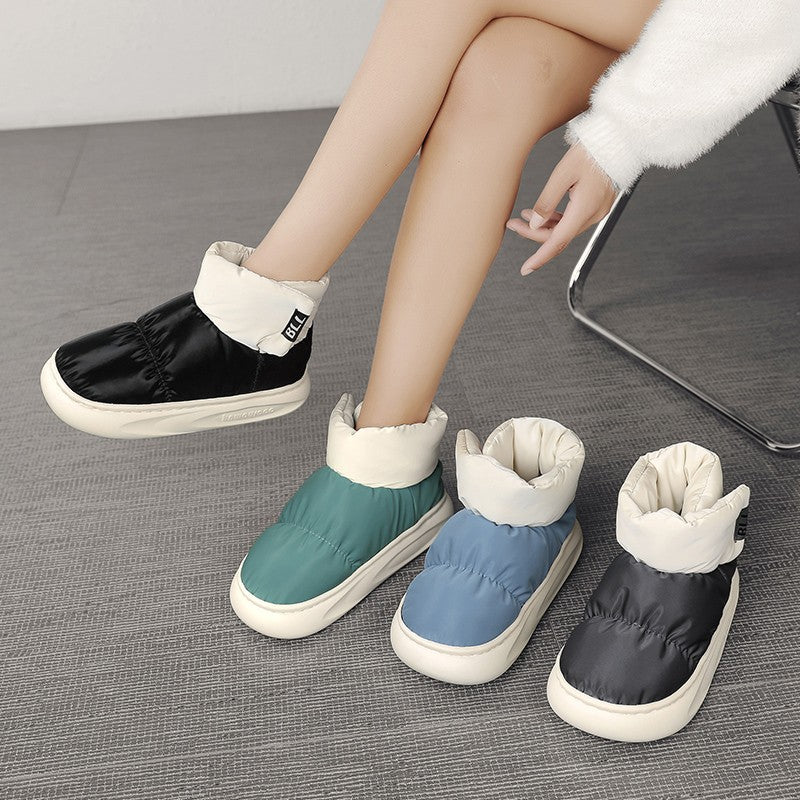 Outdoor Plush Warm Men's Snow Boots Winter Couple Cotton Shoes Down Non-Slip Waterproof Fashion Kids Shoes Slip on Soft Sneakers