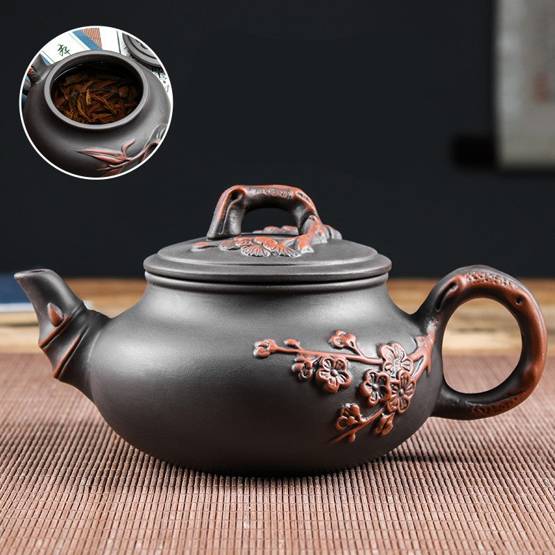 Conjunto de Bule e Xícaras de Chá Yixing em Argila Roxa, Grande Capacidade, Bule de Ameixeira em Argila, Conjunto de Chá Kung Fu