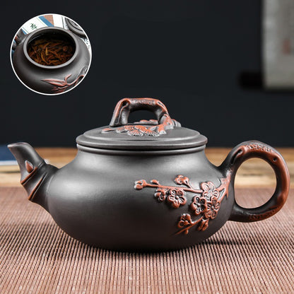 Conjunto de Bule e Xícaras de Chá Yixing em Argila Roxa, Grande Capacidade, Bule de Ameixeira em Argila, Conjunto de Chá Kung Fu