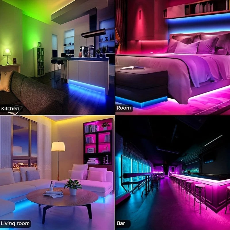 1-40m LED Strip Lights for Room Decoration, APP + 44-Key Remote Music Sync, 5V USB RGB Flexible Tape for TV Backlight