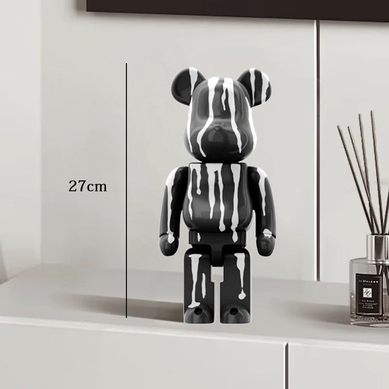Estátua Urso Graffiti 27cm Bloco Tinta Urso Decoração Enfeites de Resina para Desktop Decoração de Casa Sala de Estar Urso Escultura de Chão Presentes