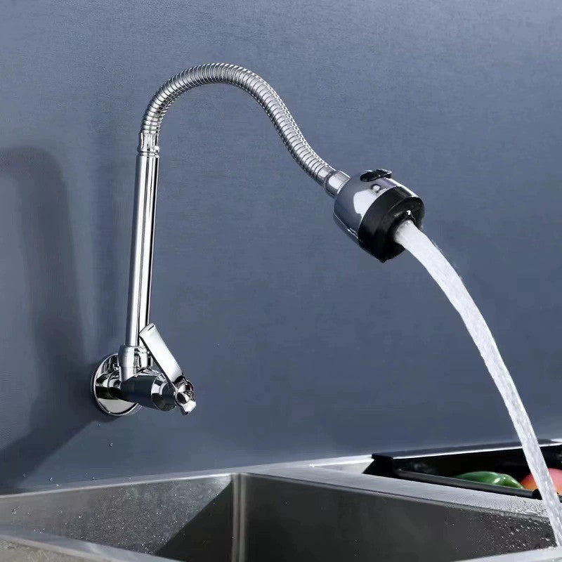 360° Kitchen Wall Mounted Faucet Single Cold Universal Vegetable Basin Faucet Bathroom Stainless Steel Sink Balcony Faucet