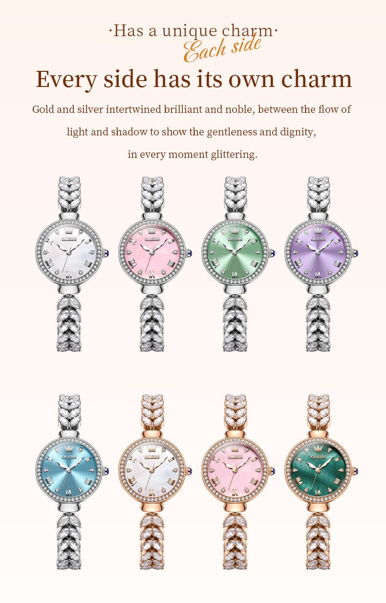 OLEVS 9971 Women Watch Luxury Brand Quartz Watch Fashion Unique Design Diamond Mermaid Bracelet Dress Watch Women Elegant Watch