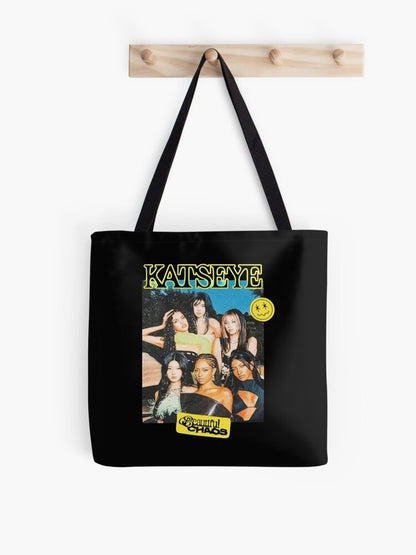 Katseye Tote Bag Korean Kpop Shopping Bag Print Original Design White Unisex Travel Canvas Casual Bag Commuting Portable Handbag