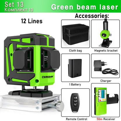 Nível a Laser Clubiona 16/12 Linhas linha verde Autonivelante 360 Horizontal e Vertical Nível a Laser de Feixe Verde Super Potente