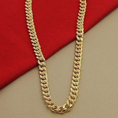 24K 999 Real Gold Cuban Link Necklace for Men, 10MM Width 60cm Length, Bold Durable Design