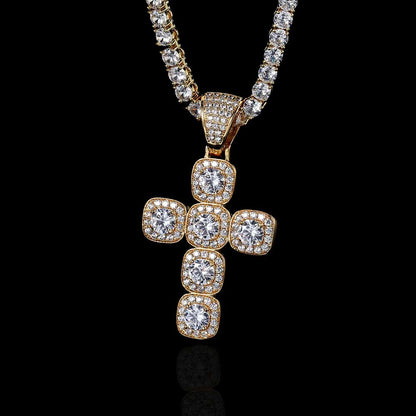 2026 Hip Hop Cross Pendant Necklace for Men 4mm Zircon Tennis Chain Ice Sparkling Necklace for Women Punk Jewelry Fashion Gift
