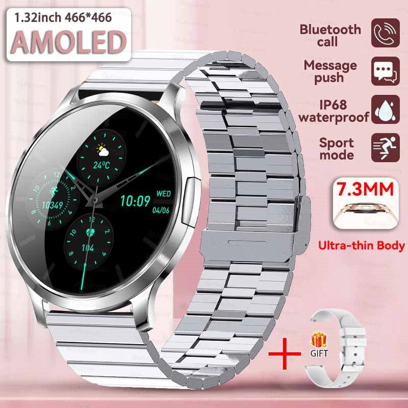 2026New Ultra Slim 1.32" HD AMOLED SmartWatch Women's Screen Always Display Time Heart Rate Calls HD High-end Fashion Smartwatch