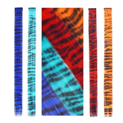 Apliques de Cabelo Sintéticos Coloridos e Vibrantes com Estampa de Leopardo para Uso Diário e Festas, Crianças e Cosplay, Estilo Y2K