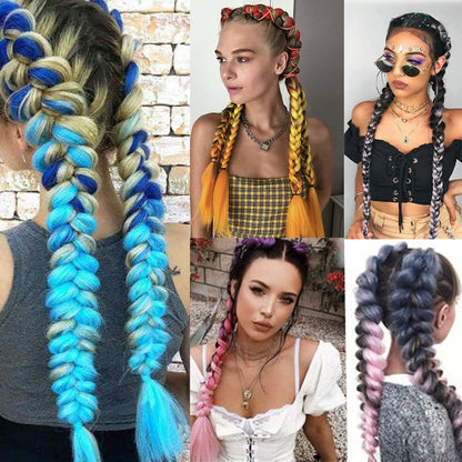 Cabelo Sintético Trança Jumbo 24 Polegadas Ombre Jumbo Extensão de Cabelo para Mulheres Tranças DIY Roxo Rosa Amarelo Cinza Lihu