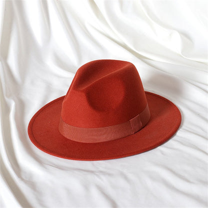 Leather Pink Fedora Wide brimmed Jazz Hat Autumn/Winter Classic Elegant Panama Hat Gentleman Hat Wholesale Sombrero